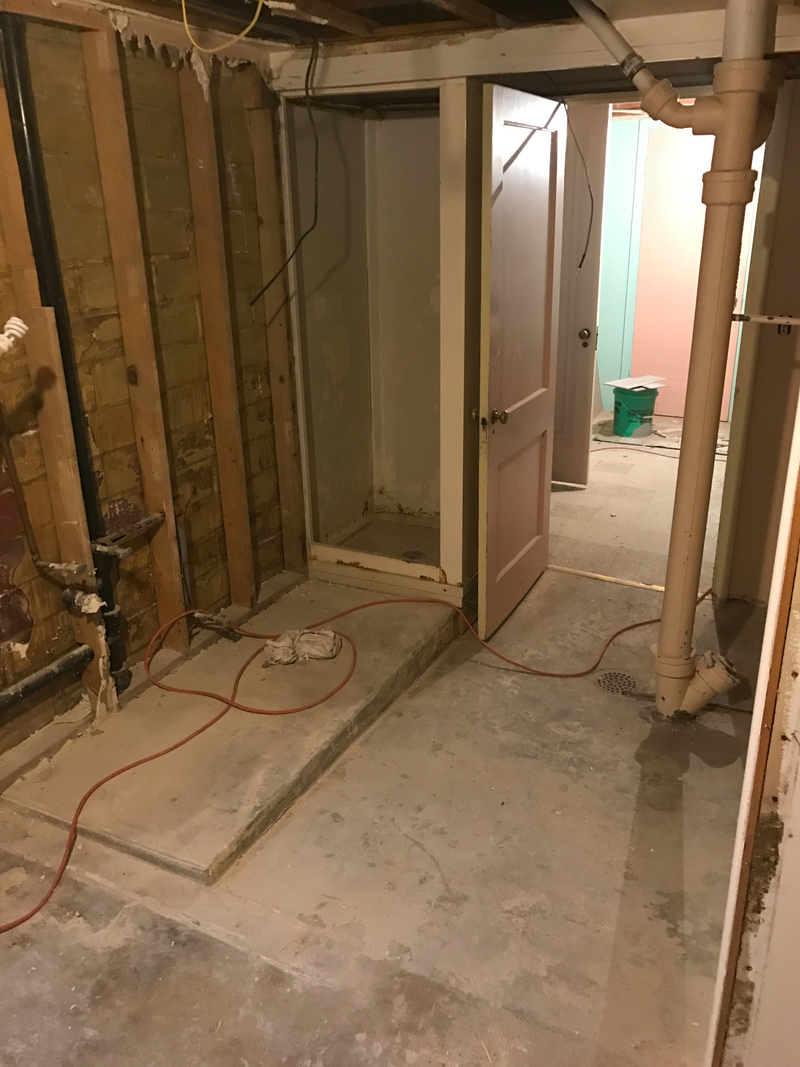 Cleaned up. Next up is tearing out the floor. And then replacing the entire sewer and water lines out to the main city lines. The sewer lines are the clay tile from 1940 and are collapsed and full of tree roots. I’m also rearranging the bathroom so everything has to move anyways.
